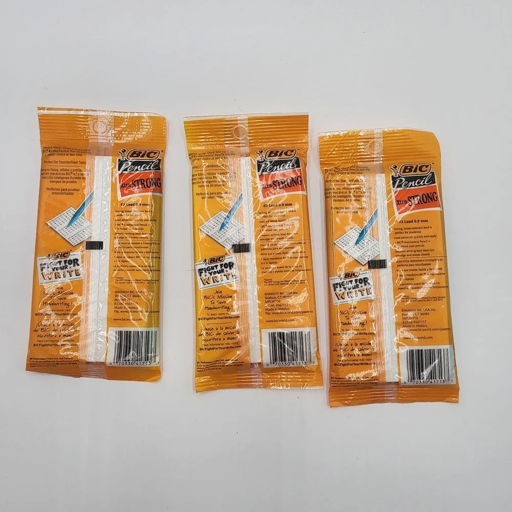 Bic Xtra Strong Mechanical Pencils Colorful #2 Thick Point .9mm Lot Of 3 New